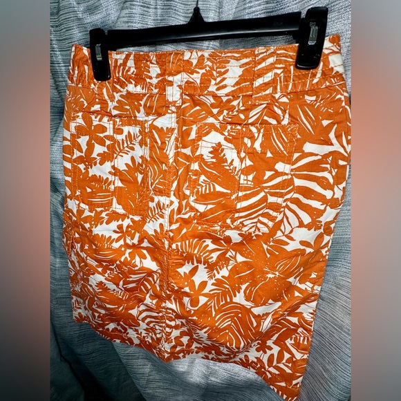 Liz Claiborne - Orange Floral Knee Length Khaki Skirt Women’s Size - 4 - Picture 4 of 5